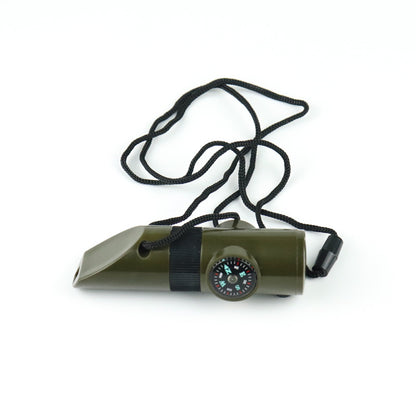 Multi functional whistle, survival whistle, life-saving whistle with LED light, thermometer, compass